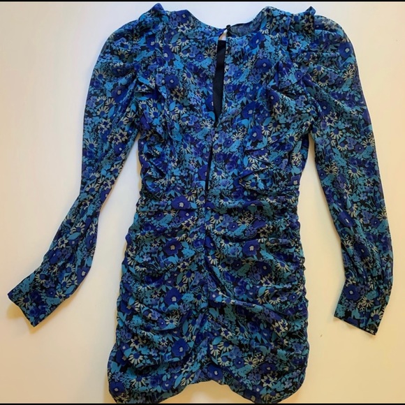 Zara mini ruffle blue floral dress TAGS ON - Picture 4 of 4